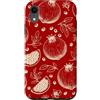 Botanical Pomegranate Berry Fruit Line A Custodia per iPhone XR Melograno Vintage Frutta Modello Botanico Disegnato A Mano