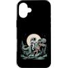 Cosmic Dino Apparel Co Funny Space Desig Custodia per iPhone 16 Plus Astronauta Cavalcando T-Rex Dinosauro Spazio Luna Galassia Uomini Donne