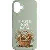 Cottagecore Farm Studio Custodia per iPhone 16 Plus Cottagecore - Cestino per fiori, con scritta Simple Joys Daily Cozy Farm Life