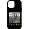 Tampa Travel Art Studio Custodia per iPhone 12 Pro Max Tampa Florida Retro Vintage Skyline Bay Waterfront Tramonto
