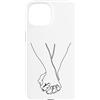 one line art one line drawing line penci Custodia per iPhone 15 Disegno a una linea: mani intrecciate
