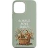 Cottagecore Farm Studio Custodia per iPhone 13 Pro Max Cottagecore - Cestino per fiori, con scritta Simple Joys Daily Cozy Farm Life