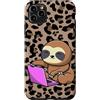 Animal Print Cute And Fun Custodia per iPhone 11 Pro Max Stampa leopardata ghepardo marrone super carino bradipo studente kawaii