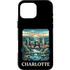Charlotte Travel Art Studio Custodia per iPhone 16 Pro Max Arte vintage retrò dello skyline della Carolina del Nord di Charlotte