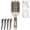 Goxiry Spazzola rotonda professionale con setole naturali di cinghiale, 53 mm, manico antiscivolo, per asciugare, lisciare, arricciare, migliorare la consistenza dei capelli