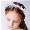 IYOU Fasce per Capelli da Sposa di Perle Fascia da Nozze Fiore Rosa Copricapo da Principessa Floreale Accessori per Capelli per Ragazze di Fiori per Bambini