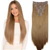 CAISHA XL 60cm Estensioni A Clip SET XL Da 7 Pezzi Liscio Estensioni Dei Capelli Resistenti Al Calore Pezzo Di Capelli Biondo Dorato CE17
