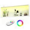 Bernkot Doccia a parete in acciaio inox con LED RGB, nicchia da parete, con telecomando, 90 cm x 30 cm, colore: bianco