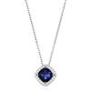 Diamond Treats Collana Donna Argento 925 con Ciondolo Halo Taglio Cuscino e Zirconia Cubica, Placcata Rodio o Oro, Collana Elegante con Pietra Colorata