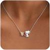 Peanuts Womens Snoopy and Woodstock Red Crystal Heart Necklace 18 - Silver Plated Snoopy Necklace - Official License