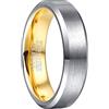 NUNCAD 6mm Anello Semplice da Uomo Anello in Tungsteno Argento+Oro Fede Bicolore con Bordi Smussati Taglia 27.25