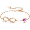 LOUISA SECRET Bracciale Donna Festa della Mamma Argento 925 Braccialetto Infinito Bracciali Cuore Gioielli Compleanno Regalo per Lei (Oro Rosa-Viola, Acciaio inossidabile)