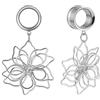 Vankula Dilatatori Lobo Pendenti Double Flared tunnel dilatatore orecchie Foglia in Acciaio inossidabile lobi piercing espansori Gioielli Uomo Donna 12mm(1/2) Argento