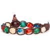 Tamashii bracciale 1 giro originale tibetano linea diamond cut realizzato con pietra naturale da 8 mm Agata Striata Mix Color e cordoncino marrone.Unisex.Tg unica.BHS911-229