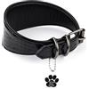 FAVPET Collare in Morbida Pelle per Levrieri con ID Tag QR per Whippet Italian Greyhound Saluki Borzoi Lurcher Galgo Spagnolo Azawak Afghan Hound, Collare per Cane in Pelle Artigianale (Nero, XS)