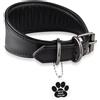 FAVPET Collare in Morbida Pelle per Levrieri con ID Tag QR per Whippet Italian Greyhound Saluki Borzoi Lurcher Galgo Spagnolo Azawak Afghan Hound, Collare per Cane in Pelle Artigianale (M)