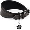 FAVPET Collare in Morbida Pelle per Levrieri con ID Tag QR per Whippet Italian Greyhound Saluki Borzoi Lurcher Galgo Spagnolo Azawak Afghan Hound, Collare per Cane in Pelle Artigianale (Grigio, XS)