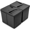 Emuca - Contenitori per cassetti da cucina con coperchio anti-odore, H 266 mm (2 x 15 L), Plastica nera