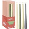Bolsius Candele Coniche Lisce - Set da 16 - Nature - Candele Decorative per la Casa - Lunga Durata - Inodori - Cera Naturale di Origine Vegetale - Senza Olio di Palma