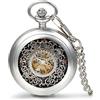 Jewelrywe Orologio da Tasca a Quarzo Hollow Collana in Lega Orologio Vintage Orologi Meccanici Colore Bronzo Nero (Argento-B)