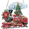 MOGTAA Kit natalizio di Diamond Art da appendere per adulti e bambini, Diamond Painting 5D a forma speciale con ciondolo a forma di treno natalizio, Crystal Art Painting con strass di cristallo per