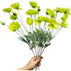 Urier Fiori artificiali di papavero, ranuncolo, fiori di seta con steli, steli di fiori finti per matrimoni, feste, giardino, esterni, interni, decorazione floreale per tavolo (6, verde)