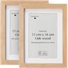 Framelane Set di 2 cornici in legno naturale FSC con vetro acrilico antigraffio e infrangibile, cornice 13 x 18 per foto con passepartout - montaggio a parete o da tavolo
