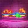 Lxmoneon Insegna al neon con montagna e tramonto, Insegne luminose per decorazioni murali, insegna a LED con paesaggio di cactus, luce al neon western per camera da letto, soggiorno, bar