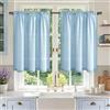 MRTREES Tende Finestra Cucina Vetro Blu Corte in Lino Semitrasparenti, Tende con Passanti per Piccole Porta Finestre Bagno Sotto Lavello Davanzale Armadietto, 120x60 cm, 2 Pezzi