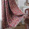 USTIDE - Tenda da camera da letto in stile rustico con fiori, semi oscurante in jacquard, macramè shabby rosso da giardino, 140 x 180 cm