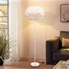 Elinkume Piantana Lampada da Terra Salotto in Piuma,Lampade da Terra con Interruttore a Pedale,150cm Altezza Bianca Piuma Lampada Piantana LED per Camera da Letto,Pranzo,Lavoro,Angolo Home Decor(Base E27)
