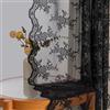 MYSKY HOME - Set di 2 tende in pizzo ricamato - Motivo floreale - Con galon arricciato - Vintage trasparente - Per soggiorno e camera da letto - Nero - H 260 x l 140 cm