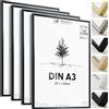 Heimlich® - Cornice per Foto - A3 30x42 cm, Metallo in Alluminio, Nero, Confezione da 4 - Cornici per Documenti Certificati Diplomi con Copertura in Plastica - Esposizione a Parete