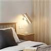 SENQIU Applique da Parete Interno, 4W Lampada da Parete Vintage in Legno 350° Girevole, Lampada a Muro Moderna 3000K Luce Bianco Calda per Corridoio Soggiorno Scale Camera da letto, Base Bianca