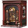 BATTREVO book nook-Caffè Warmglow-diy set erwachsene，Mit LED-Licht，book nook bausatz，Puppenhaus Holz Tiny House, Natale, compleanno, regali
