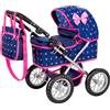 Kinderplay Carrozzina per Bambole - Gondola Leggera e Stabile - Manico Regolabile 33-63 cm - Ruote in Schiuma Silenziose - Per Bambole fino a 41 cm