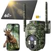 DFGRD 4G LTE Fototrappola con SIM e Pannello Solare, 2K PTZ 360° Telecamera Esterna, Batteria 10400mAh, Visione Notturna, Rilevamento PIR, IP66