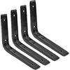DOJA Barcelona | Staffa Angolare Nera | 200 x 150 mm | 4 Pz | Staffe Angolari Metallo per Legno | Staffe a L | Reggimensola a L Parete per Fissaggio Mobili, Supporto Ripiano Armadio, Reggimensole