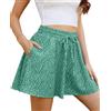 Yutdeng Pantaloncini da Donna Estivi Eleganti Gamba Larga Shorts a Vita Alta Gonna Pantaloncino con Stampa Floreale Pantagonna con Vita Elasticizzata Leggero Pantaloncini da Spiaggia