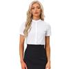 Allegra K Donna Body Con Bottoni Per Camicia Da Lavoro Da Ufficio A Maniche Corte Con Colletto Alla Coreana Bianca S
