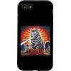 Maine Coon Kitten Lover PS Custodia per iPhone SE (2020) / 7/8 Divertente retrò giapponese Catzilla Maine Coon Amante dei gatti