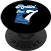 Roller Boy Birthday Tees Rollin' Into 7 Roller Skating Birthday 7th Boy Kids Skating PopSockets PopGrip Adesivo