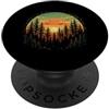 Nature Lover Outdoor Forest Wildlife Tre Tramonto Alberi Natura Foresta All'aperto Wildlife Paesaggio Retro PopSockets PopGrip Adesivo