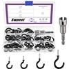 Swpeet Set di 86 ganci a vite rivestiti in vinile nero da 3/4 7/8 2,5 cm 1-1/4 e kit assortito di dadi ad aletta, ganci da soffitto, ganci a vite resistenti, gancio per piante da cucina