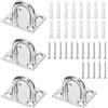 Swpeet 4 ganci quadrati M5 304 in acciaio inox color argento, con viti e ancoraggi in plastica, set di ganci hardware marino, a U, per fissare la sospensione