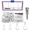 Swpeet Set di 86 ganci a vite rivestiti in vinile bianco da 3/4 7/8 1 1-1/4 e kit assortito di dadi ad aletta, ganci da soffitto, ganci a vite resistenti per cucina