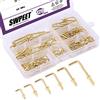 Swpeet 120PCS Kit di Ganci Quadrati in Metallo Placcato Oro - 6 Taglie, Viti Autofilettanti per Casa/Lavoro/Ufficio