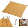 Relaxdays Vela ombreggiante 3x3 m, HDPE Traspirante, Giardino e Balcone, Occhielli e Corde, Quadrata, Sabbia