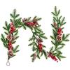 DearHouse Ghirlanda natalizia artificiale di pino con rami di bacche rosse e pigne, per le festività natalizie, per camino, tavolo, centrotavola, decorazione