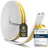 GECKOSEAL Nastro Sigillante Autoadesivo 9 x 6mm/10M per Guarnizione Finestra e Guarnizione per Porte, Striscia Isolante in Schiuma Gomma Anticollisione, Paraspifferi per Porte e Finestre, Profilo D (Bianco)